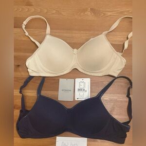 Amoena Beige and Navy Comfort Bra Set